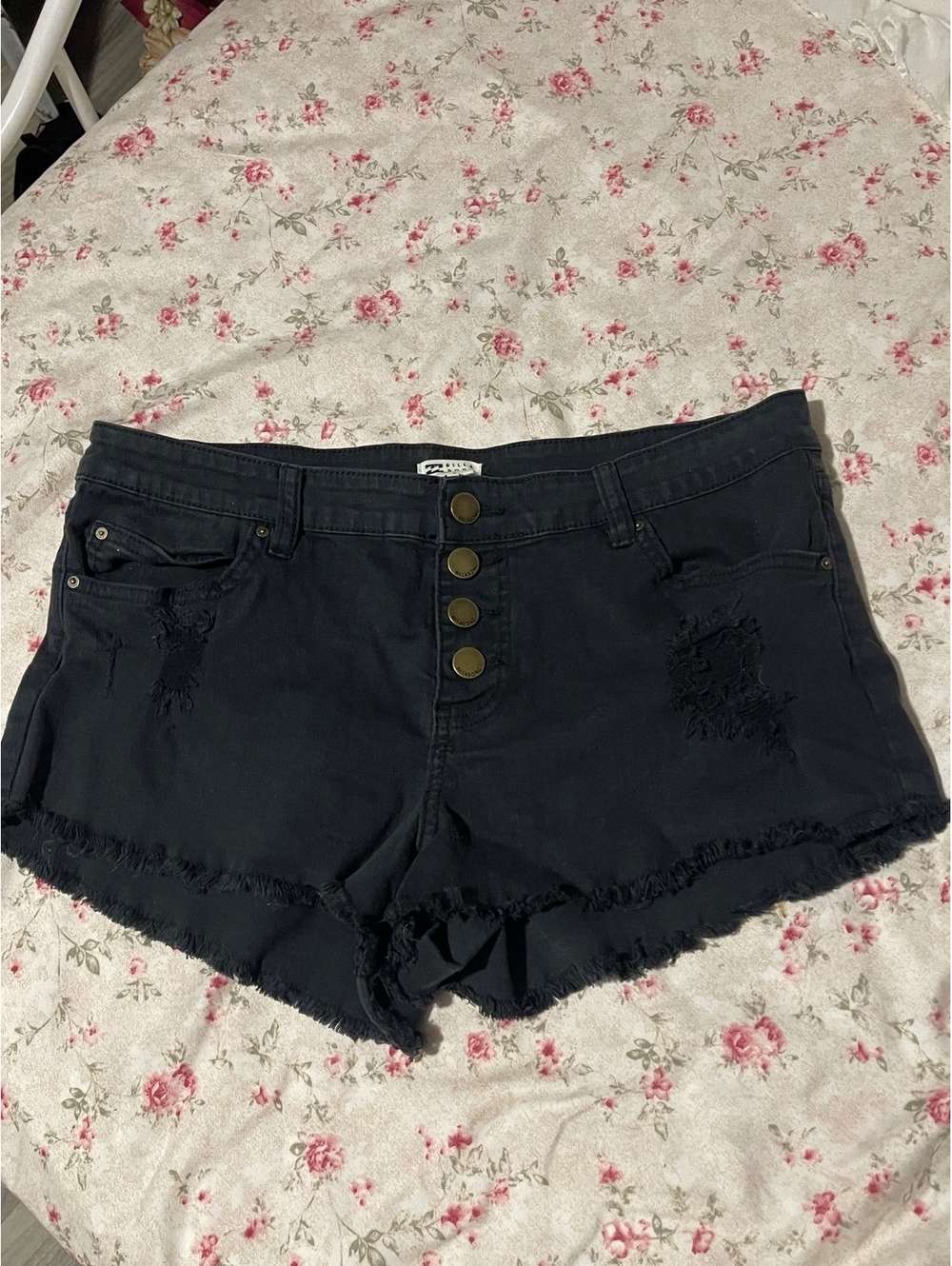 Billabong Black Distressed Denim Shorts, Size 31